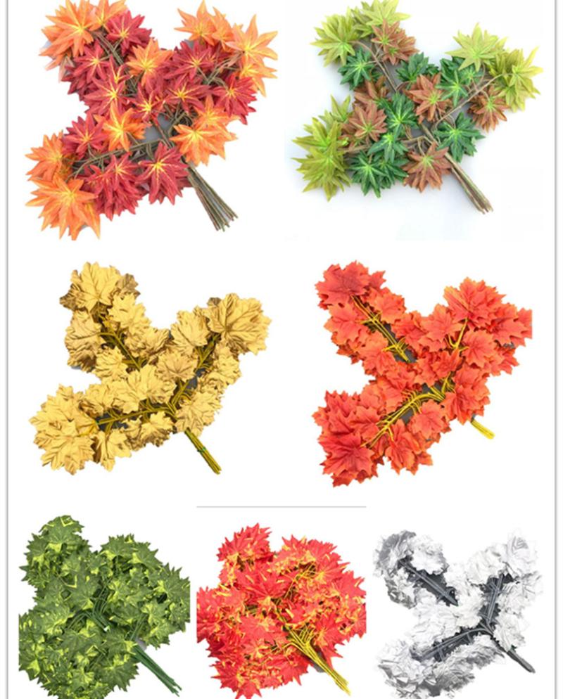 

36pcs Red Maple Tree Leaf Branch Artificial Greenery Plant Green Maple Tree Stems, Red 03 60cm