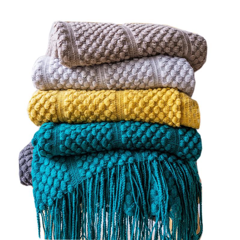 

Knitted Stripe Home Air Condition Nap Blanket High Chair Comforter Cover Tassel Shawl TV Sofa Blankets