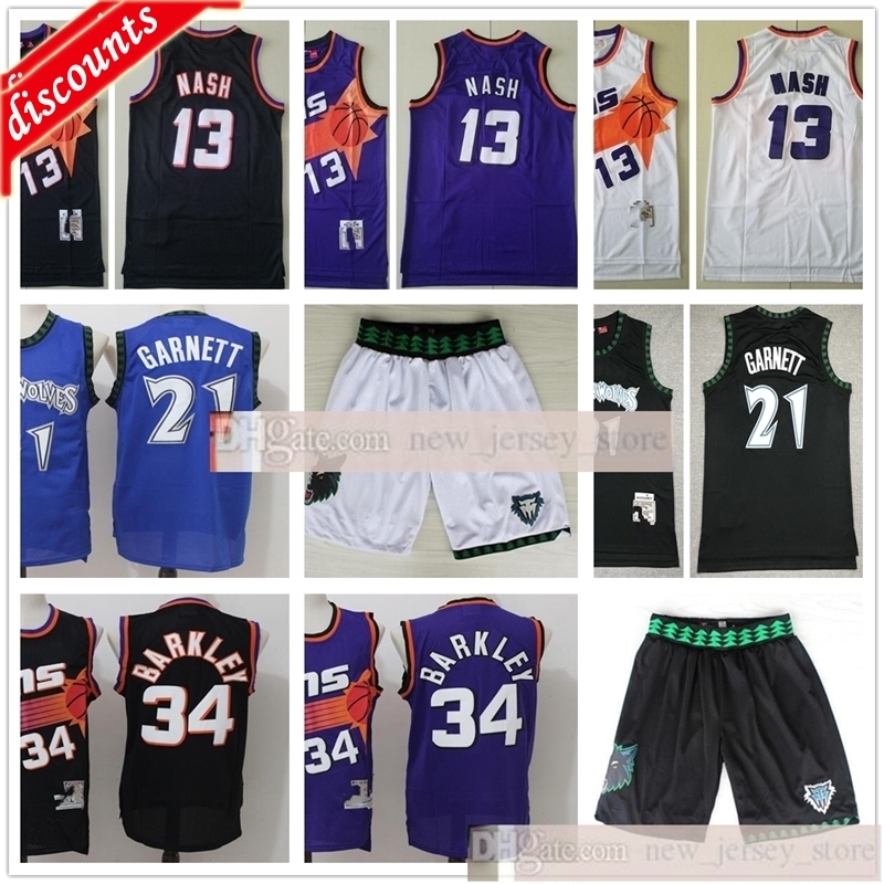 

Retro Kevin Black 21 Garnett Jerseys Cheap 13 Steve 34 Charles Nash Barkley Jerseys Best Quality White Purple Black for Man, As the picture