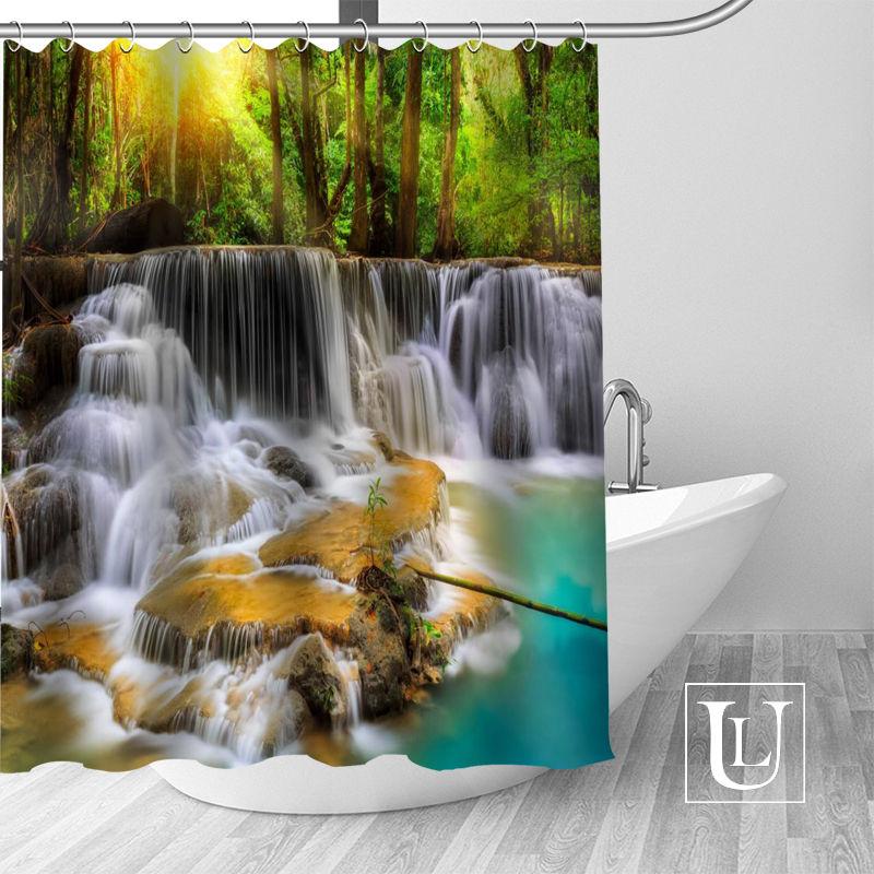 

Rainforest Waterfall Shower Curtains Custom Design Creative Shower Curtain Bathroom Waterproof Polyester Fabric