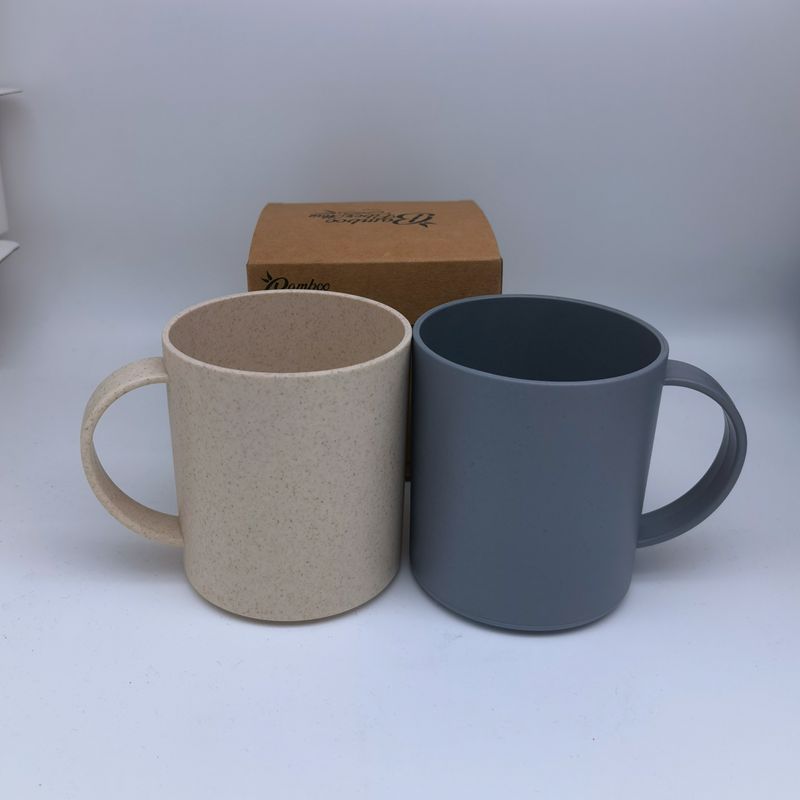 

Verastore Drinkware plastic Bamboo fiber Handgrip Mugs Recyclable materials Household Mouthwash Handle cups Household water and coffee cup, Beige