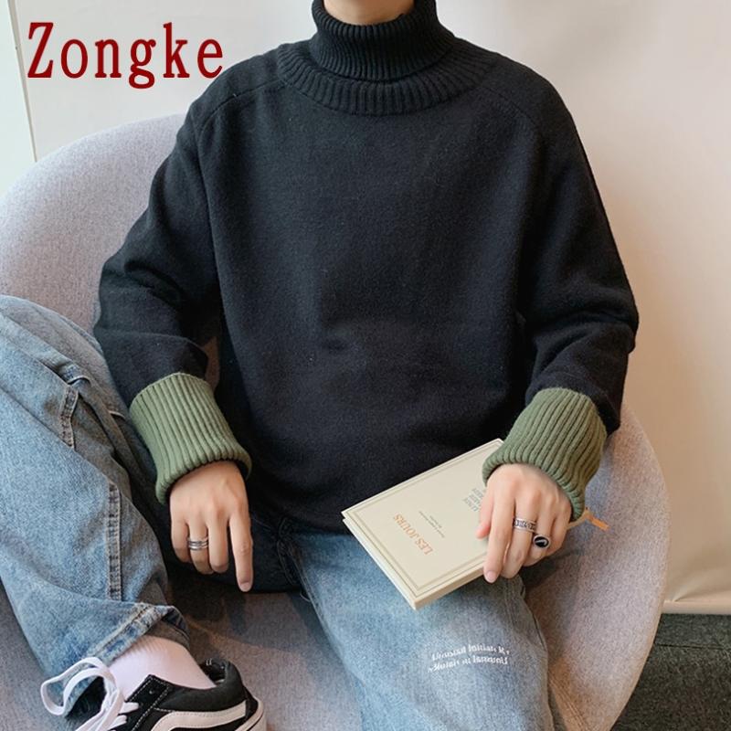 

Zongke Solid Casual Knitted Turtleneck Sweater Men Clothing Turtleneck Men Sweater Fashion Pullover Sweaters -2XL 2020, Grey