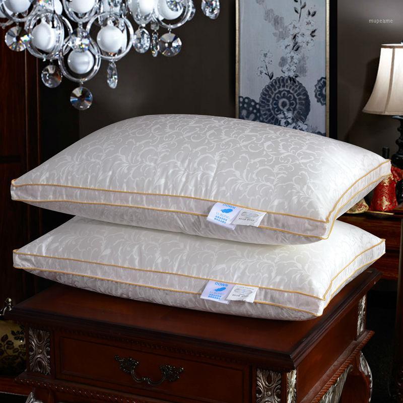 

Fresh leaves print duck/ down filler pillow neck pillows high end silk cotton 48x74cm beddings massage therapy pillows1