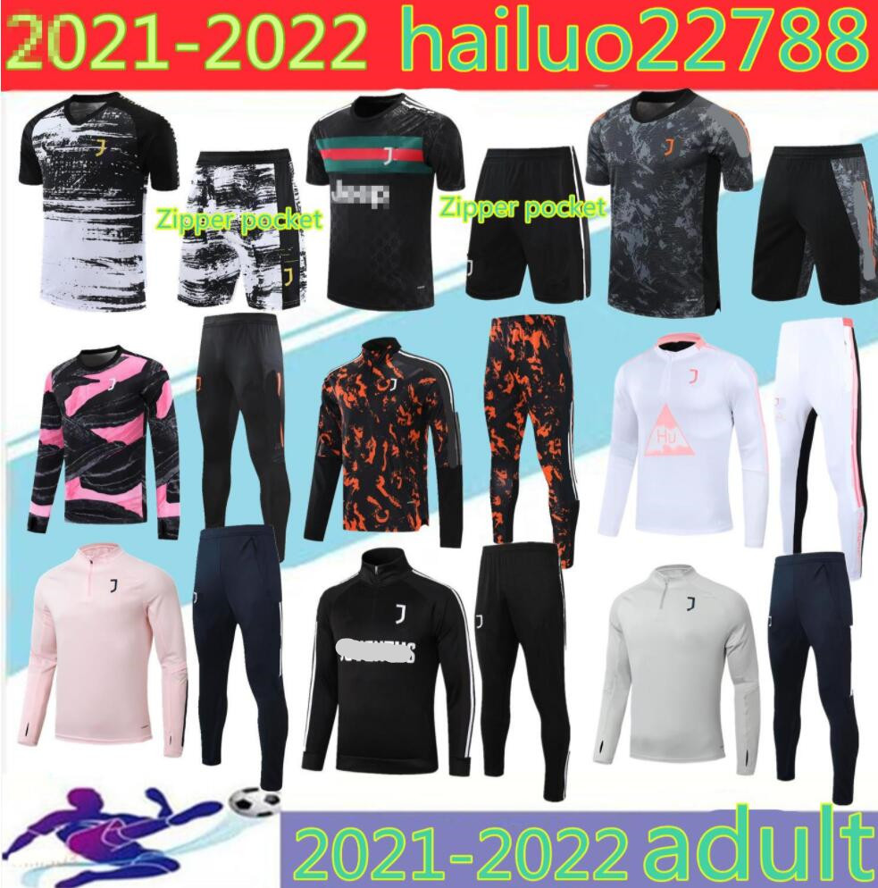 

20 21 New Top Quality Real 2021 3/4 soccer jacket tracksuit football zipper winter coat with pants, Black