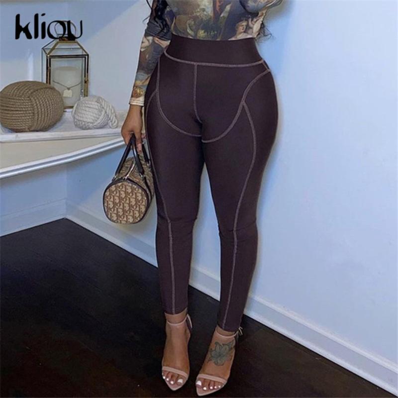 

Kliou Patchwork Striped High Waist Stretchy Leggings Women Autumn Casual Skinny Fitness Pants Streetwear Sporty Slim Jeggings, Black