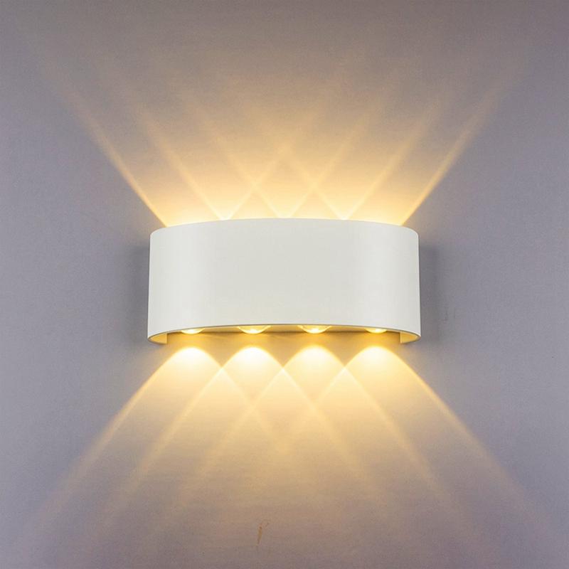 

Promotion! Led Wall Lamp 8W Up/Down Lighting Indoor Double-Head Curved Waterproof Wall Lamp Modern Bedroom Warm White Light