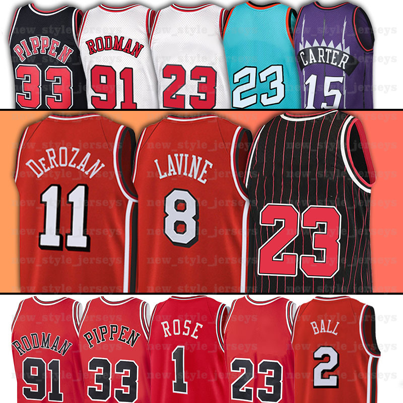 

Zach 8 LaVine 23 Michael DeMar 11 DeRozan Basketball Jerseys Lonzo 2 Ball 91 Dennis 33 Scottie Rodman Pippen Stitched Jersey, Men