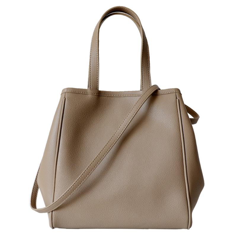 

2020 Autumn and Winter New Cow Leather Shopping Bag Tote Bag Shoulder Portable Handbag, Khaki