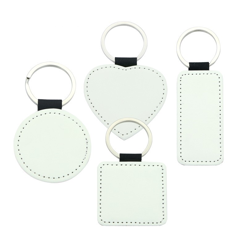 

Sublimation Blanks Keychain PU Leather Pendant Round Ornaments Heat Transfer Keychain Keyring for DIY Craft Supplies
