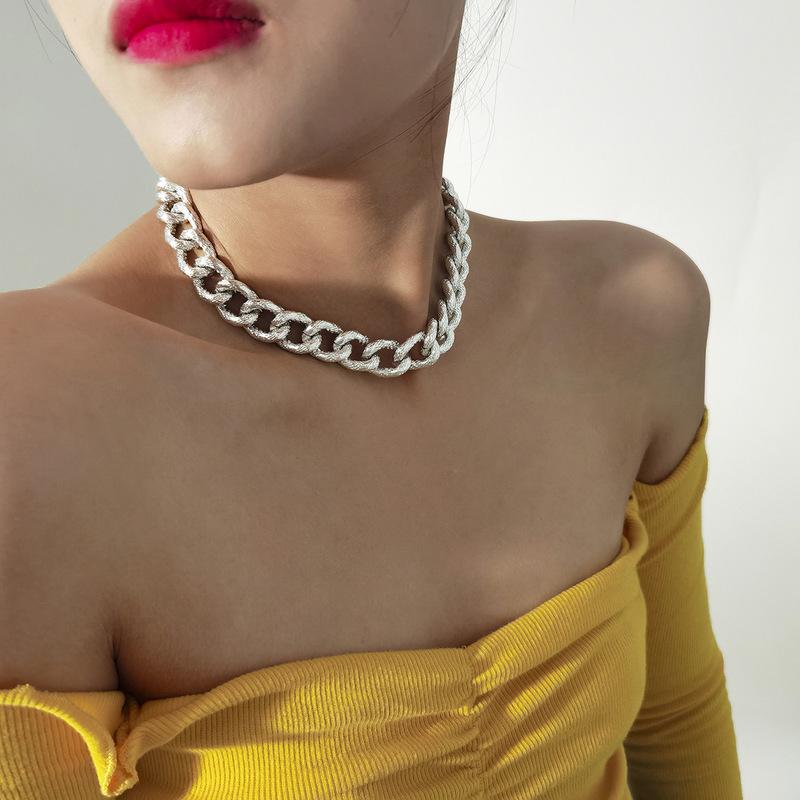 

Chokers TIMEONLY Hip Hop Punk Chunky Cuban Chain Necklaces For Women Minimalist Gold Silver Color Wide Curb Link Necklace Gift