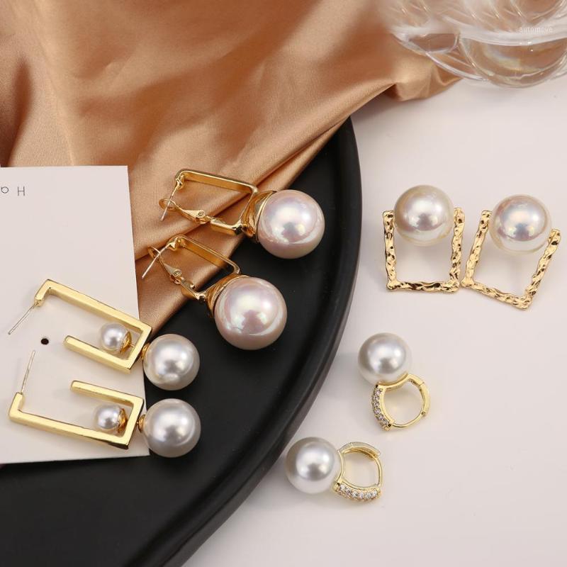 

Flashbuy New Fashion Korean Metal Big Pearl Earrings for Women 2020 Unique Geometric Statement Earrings Minimalist Jewelry1