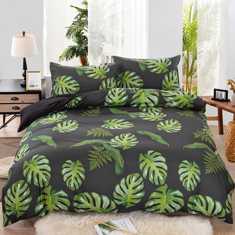 

Tropical Rain Forest Banana Leaf Duvet Cover Sets Comforter Bedding Sets King Green Double bedding set double bed Home Textile, As picture