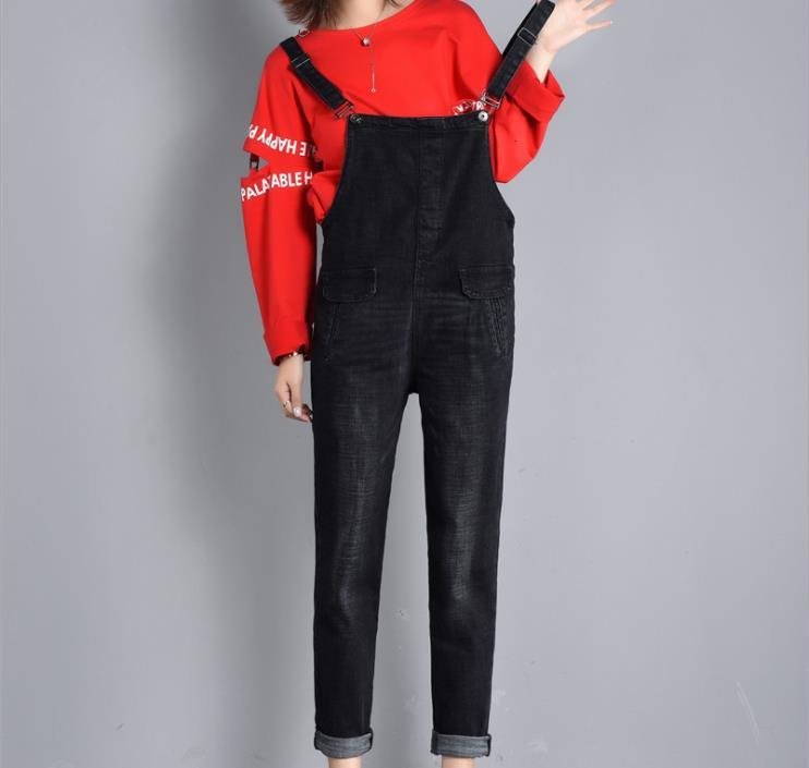 

Spring Autumn Blue Coveralls New Large Release From Occasional Jumpsuit Suspension Women Glqy, Black