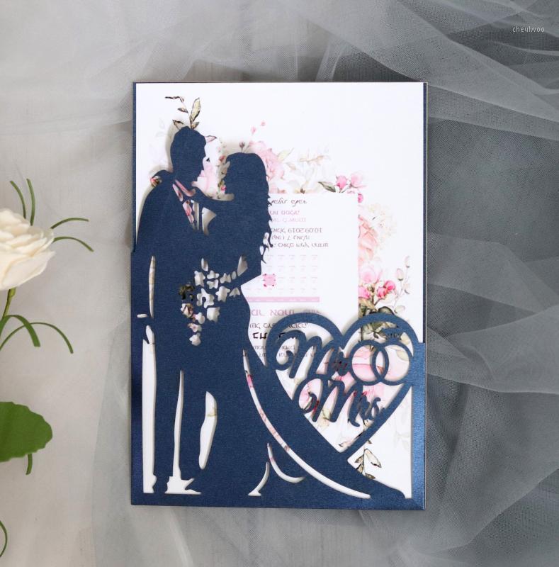 

Bride With Groom Wedding Invitation Card Laser Cut Pocket Invitation Cards1