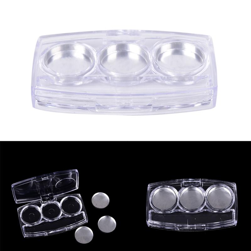 

Empty Makeup Case 3 Grids Eyeshadow Lipstick Powder Box Case Cosmetic Packing+3Pcs Palette, White