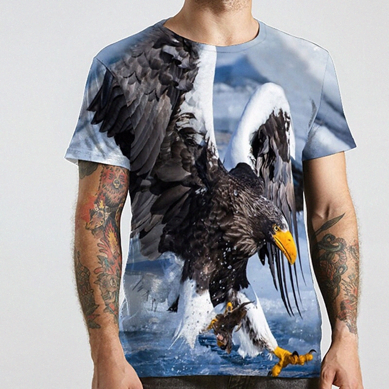 Men's Unisex Tee T shirt Shirt 3D Print Graphic Prints Eagle Plus Size Round Neck Casual Daily Print Short Sleeve Tops Basic Designer Big an