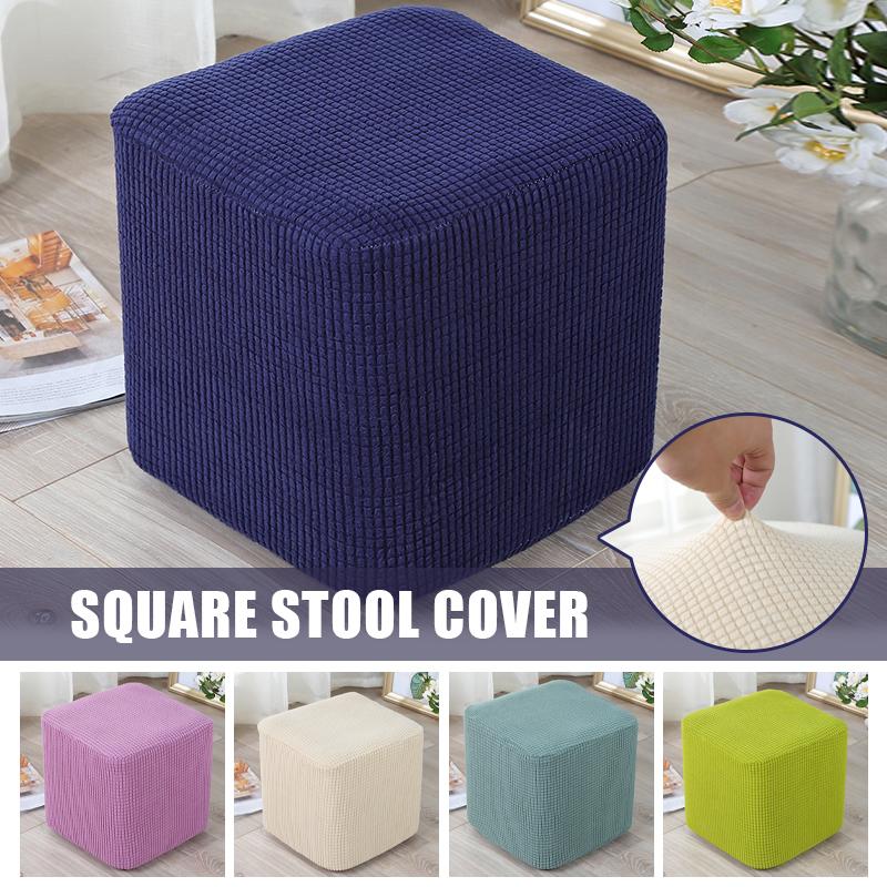 

Jacquard Stretch Dining Room Seat Cover Square Shape Ottoman Slipcover Footstool Protector Covers Stool Ottoman Covers