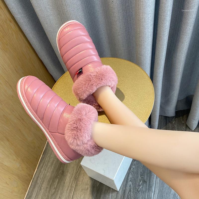 

Girls pink furry ankle boots for womens winter keep warm shoes big size 26 26.5 cm female sonw boots 2020 new1, Brown