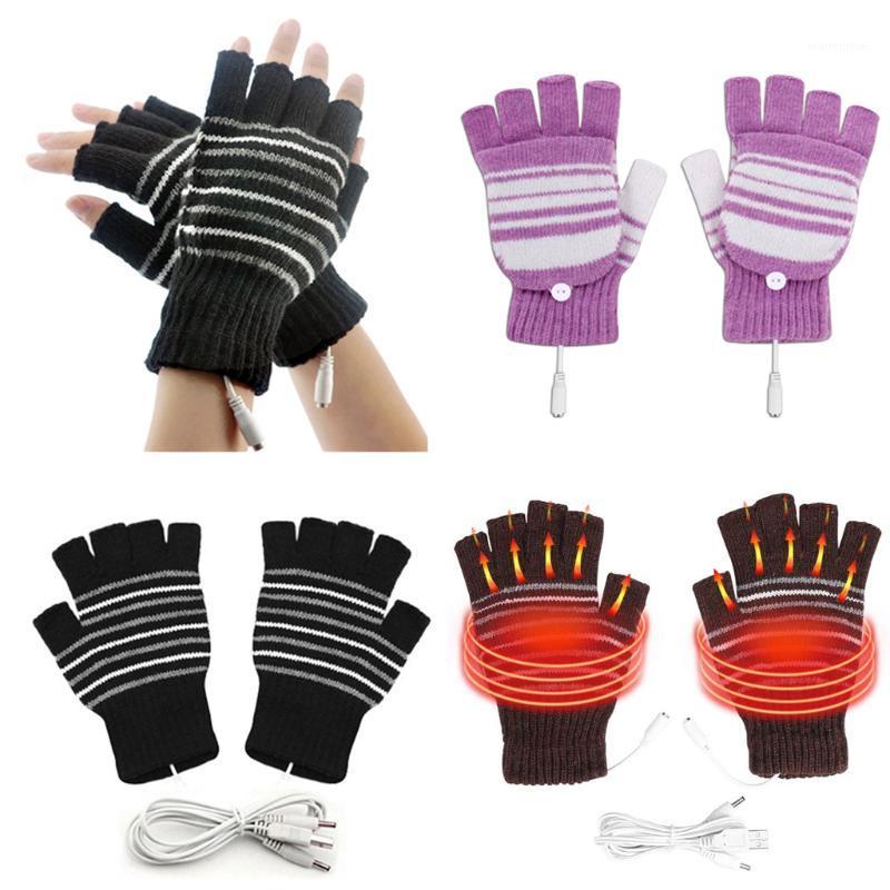 

Fingerless Women's Heated Gloves For Men Laptop Mitten Full&half Finger Winter Warm Knit Hand Gloves Without Fingers Female1