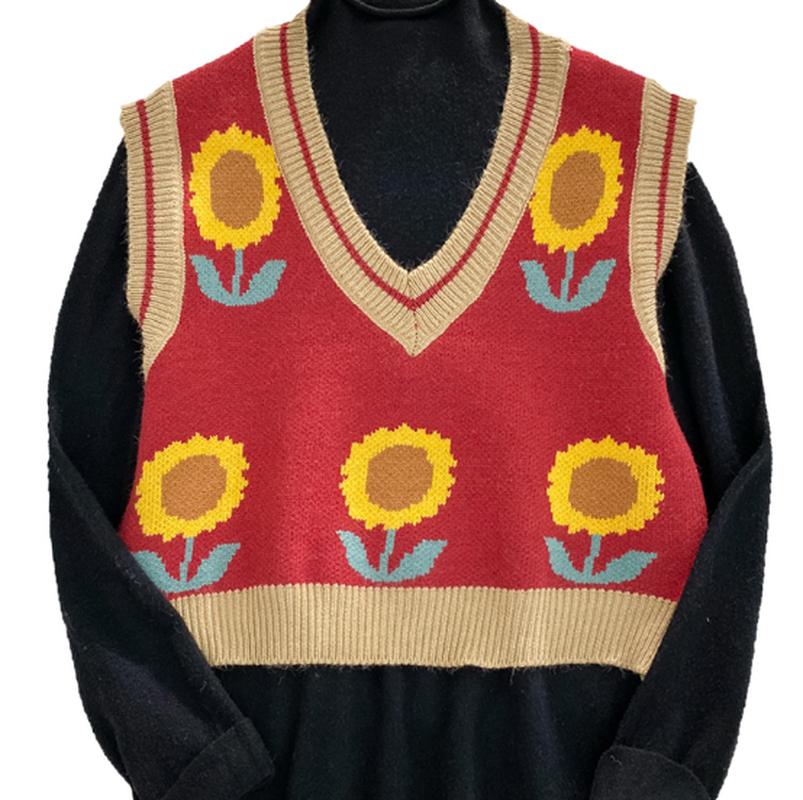 

pull sans manches femme 2020 autumn and winter korean style v neck knitted sleeveless vest sweaters womens pullovers womens