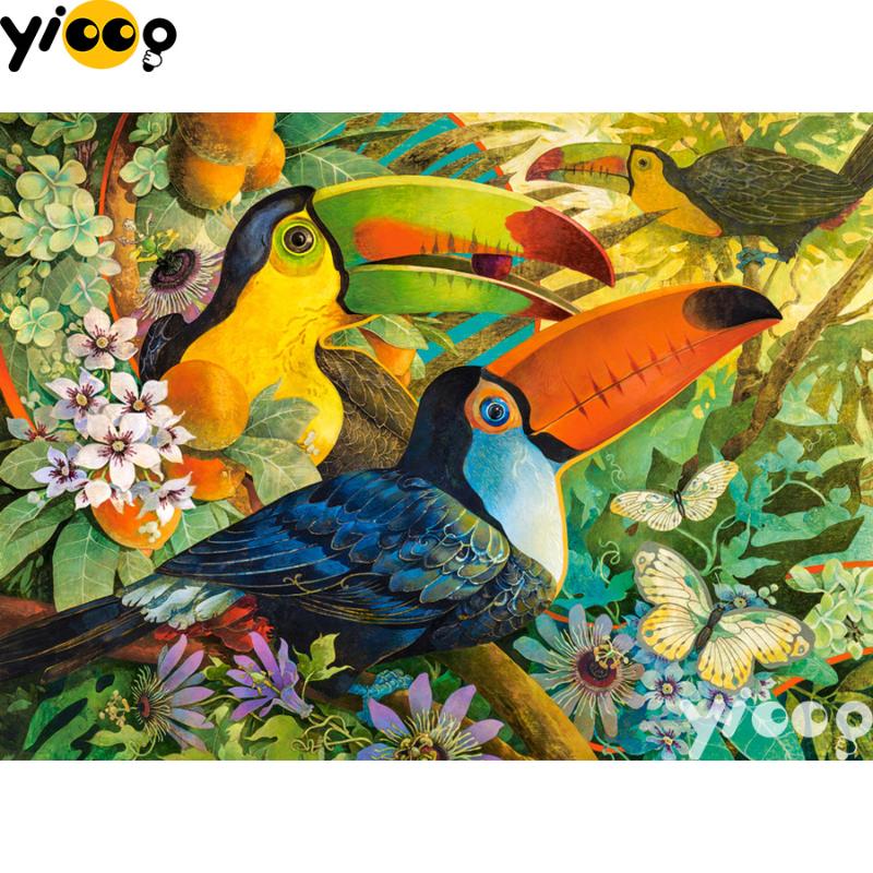 

Paintings Full Square/Round Drill Diamond Painting Jungle Toucan 5D DIY Embroidery Rhinestones Mosaic Decoration BX1152