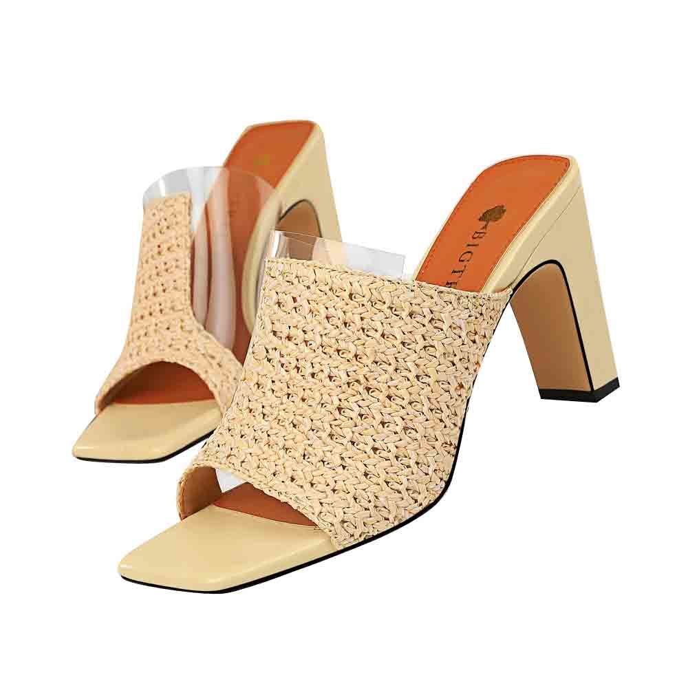 

Women's pvc/weave transparent sexy woman light high heels summer bohemia sandals shoes size 34-40 A0D7, Yalow