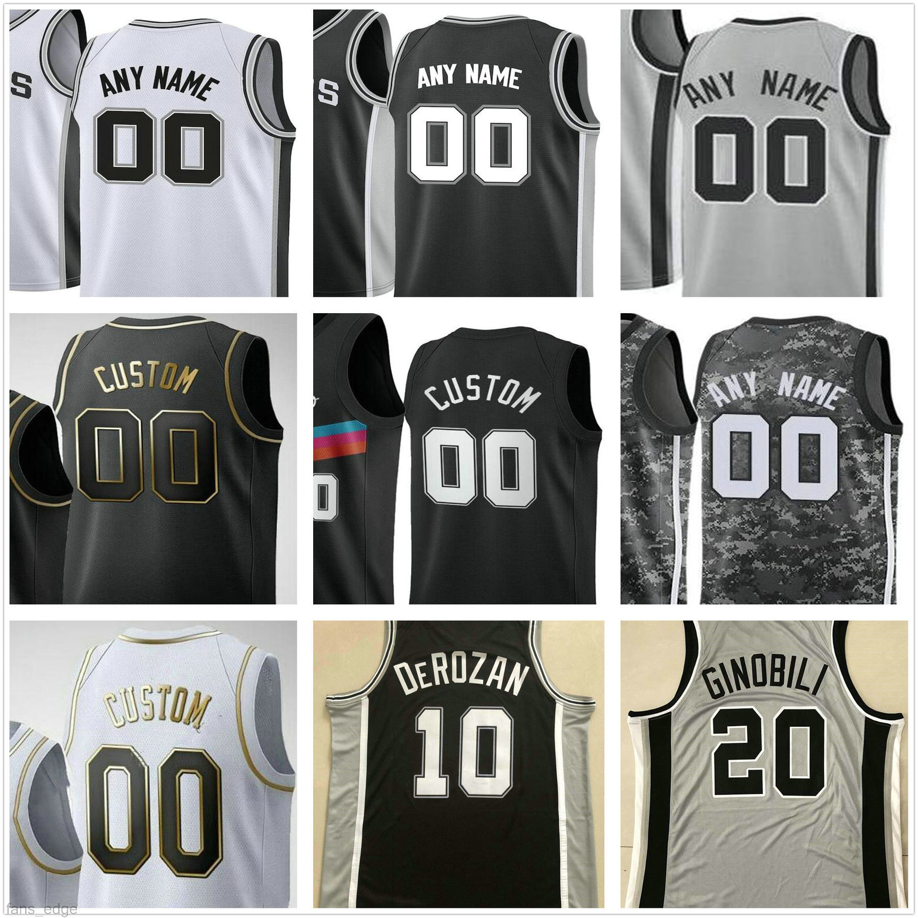 

Custom Printed Tony 9 Parker Manu 20 Ginobili David 50 Robinson 45 Tyler Zeller 23 Cameron Reynolds Men Women Kids Basketball Jerseys, Black;red