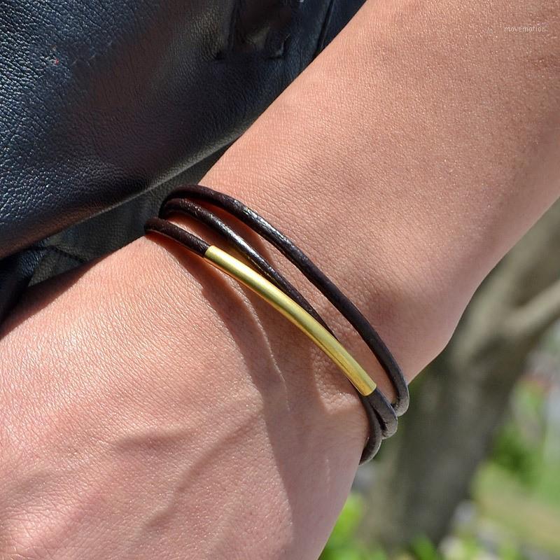 

New Brown Retro Wrap Long Leather Bracelet Men Bangles Fashion Sproty Chain Link Male Charm Bracelet with 3 Laps1