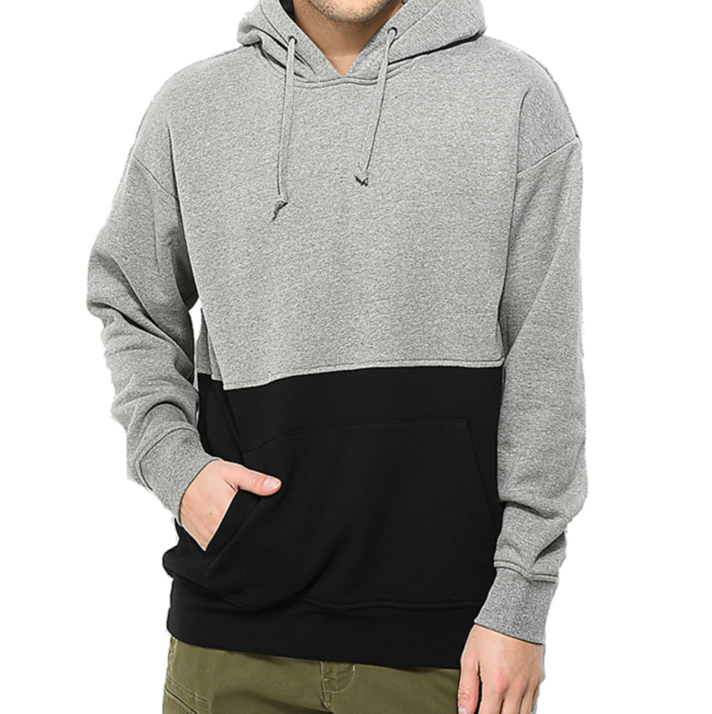 

New two color patchwork men's crew neck Hoodie, Black