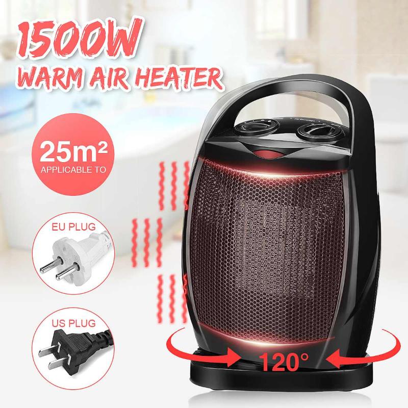 

Adjustable 220V/110V 1500W Electric Warm Air Heater Fan PTC Ceramics Rotation Warmer Thermostat Home Office with Handle Safe