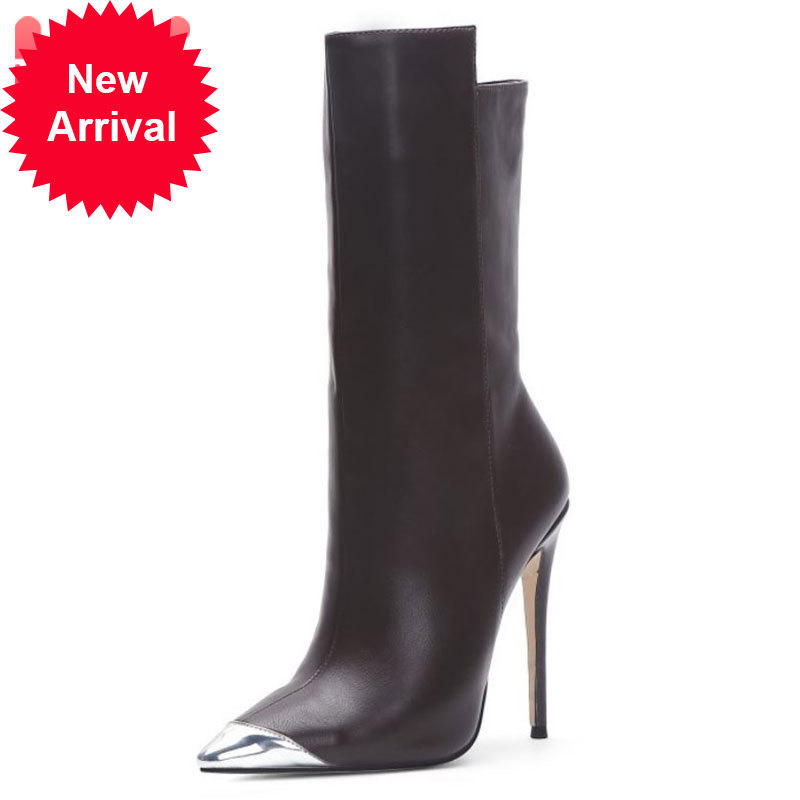 

Top quality 2021 marca nova metade curtas mulheres apontou toe sexy outono inverno designer sapatos femininos botas de salto alto tamanho, Khaki
