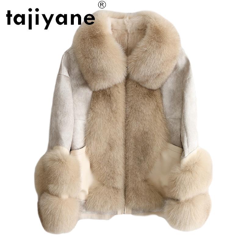 

Tajiyane Winter Women' Jacket 2020 Women Natural Fur Lining Jackets Woman Real Collar Coats Slim Mujer Parkas TN1422, Black