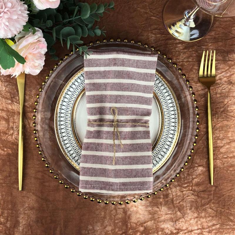 

Striped Cloth Napkins Set of 12 pcs 44x44cm cotton linen Napkins Dinner table1