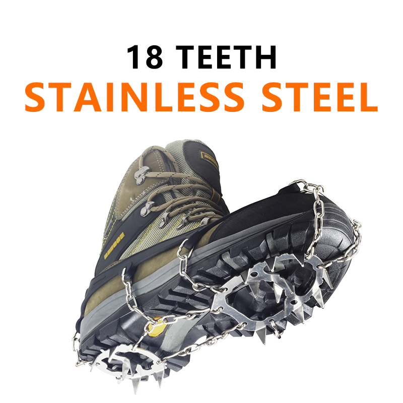 

Stainless Steel 18 Teeth Universal Anti Slip Ice Snow Shoe Boot Grips Traction Cleats Crampon Spikes Crampons ramponi Q1118