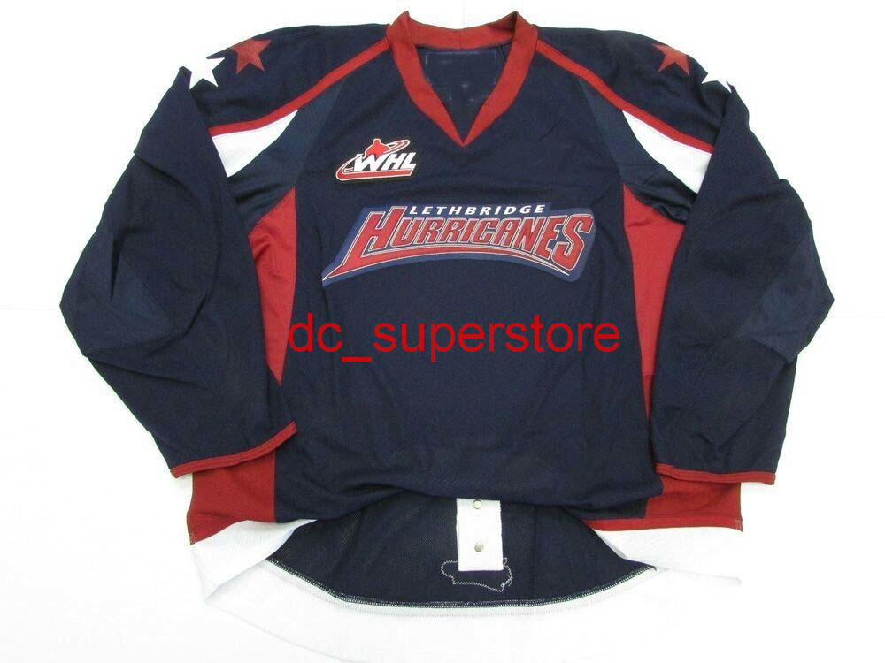 

STITCHED CUSTOM LETHBRIDGE HURRICANES WHL NAVY JERSEY ADD ANY NAME NUMBER MENS KIDS JERSEY -5XL