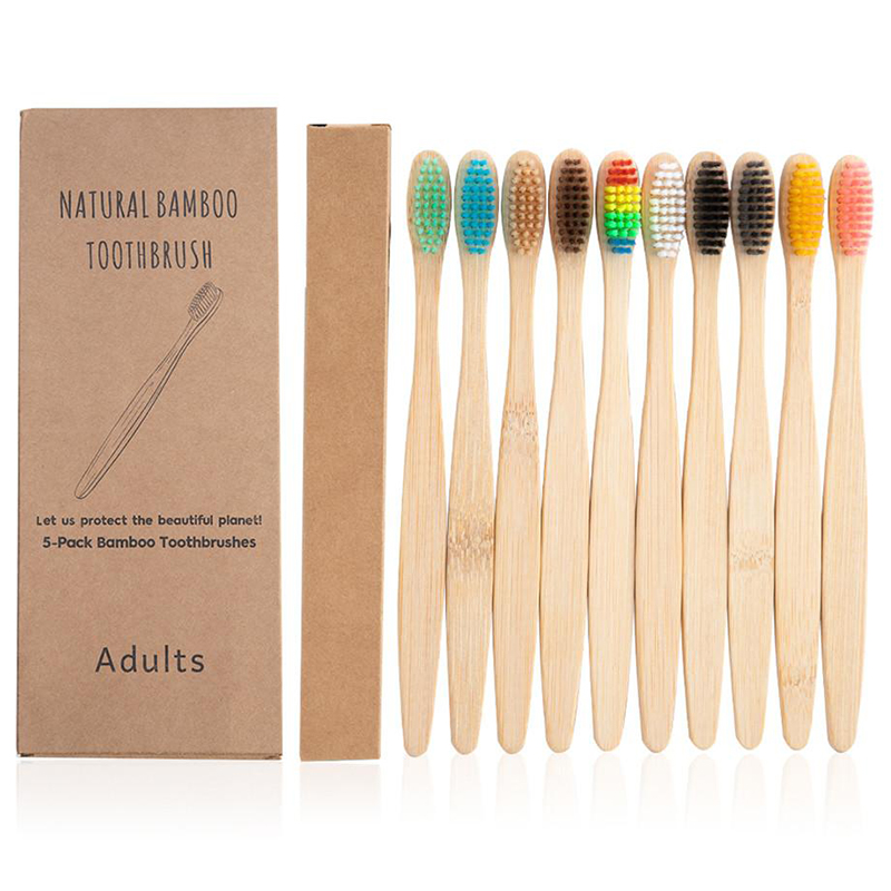 

10Pcs Bamboo Toothbrush Eco-Friendly Product Vegan Tooth Brush Rainbow Black Wooden Soft Fibre Adults Travel Set