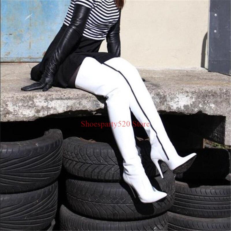 

Concise Pointed Toe Over The Knee Fashion Stretch Women Thin High High Heel Shoes women Winter Long Slouchy Boot, Beige