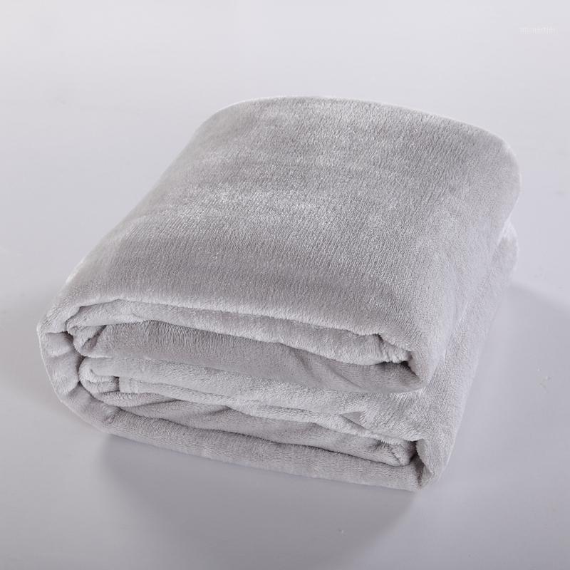 

Hot Winter Warm Blanket Silver Gray Solid Microfiber Fleece Blankets Throw on The Bed/sofa/travel Bedsheet King Size 200x230c1