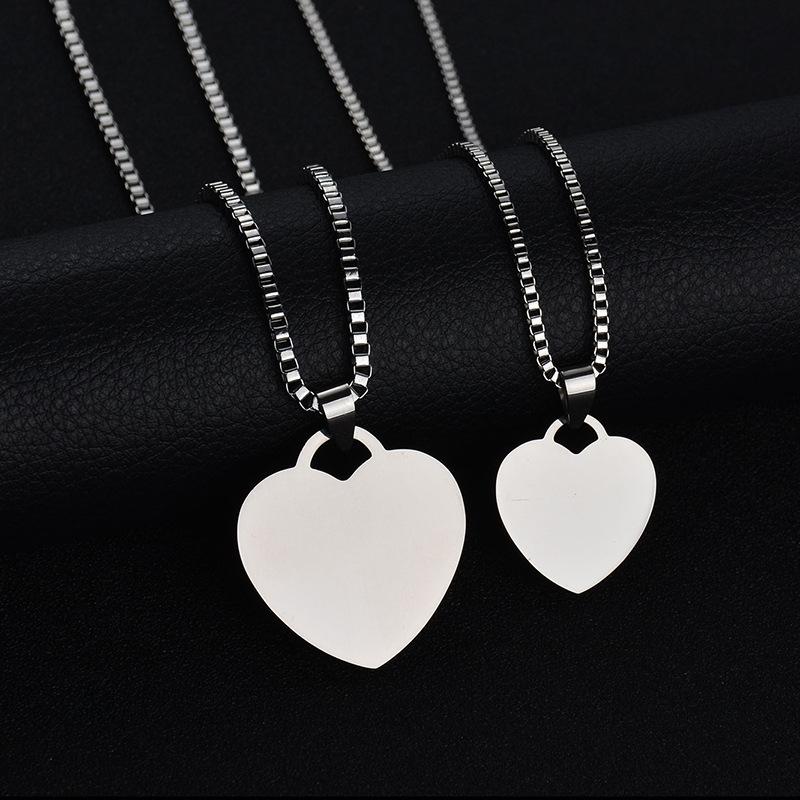 

Stainless Steel Love Heart Dog Tag Necklace for Women Men Blank Army Nameplate Choker Necklace Summer Gift Drop Shipping 2 Size