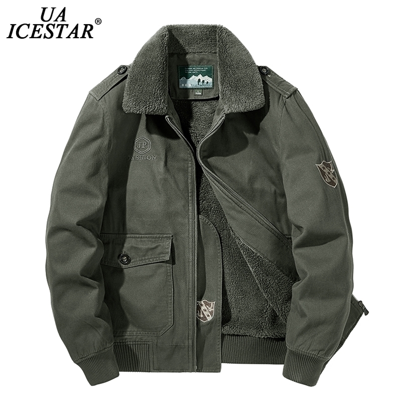 

UAICESTAR Brand Winter Jacket Men Warm Thicken Fleece Fashion Casual Coat Large Size Clothing -5XL Windbreaker Men's Jackets 201105, Khaki