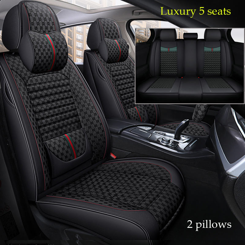 

2021 style Flax Breathable Car Seat Cover For Honda Accord Fit City Civic CRIDER XRV Ordinary sedan Suv Case PU leather decoration Interior