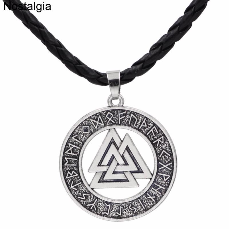 

Nostalgia Valknut Symbol Viking Runes Amulets Talismans Scandinavian Goth Jewelry Pagan Neckless
