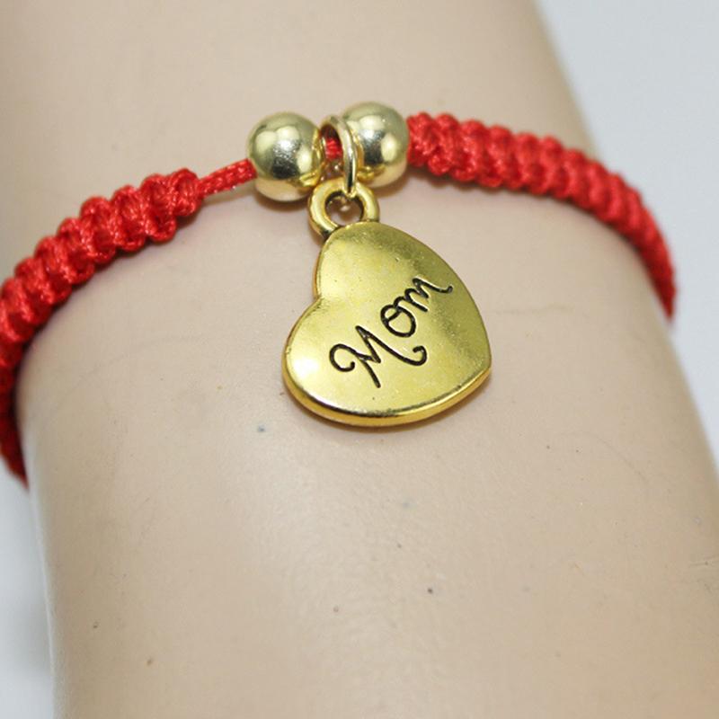 

I Love You Mom Lucky Red Rope Thread Bracelets Lucky Jewelry for Mum Charm Bracelets Bless Bracelet Mother's Day Gift Family