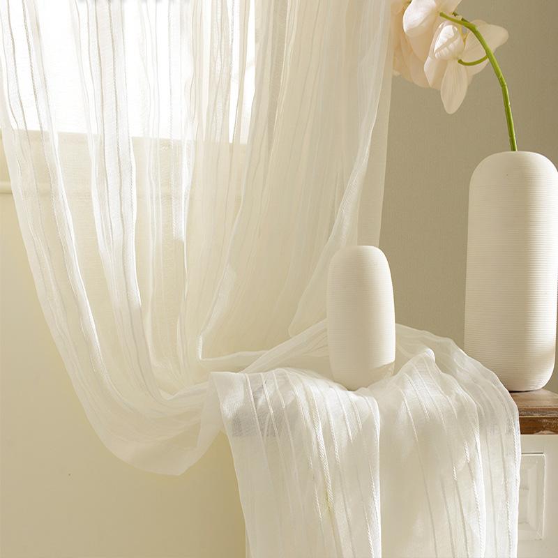 

White Curtains For Living Room Tulle For Bedroom Window Treatments Cotton Tende Sheer Ready-made Drape, Tulle 1 piece