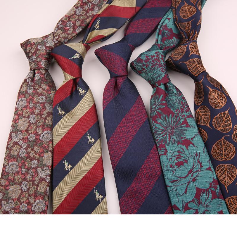 

New 7cm Men's Paisley Floral Ties For Men Handmade Polyester Necktie Wedding Neck Tie For Business Cravats