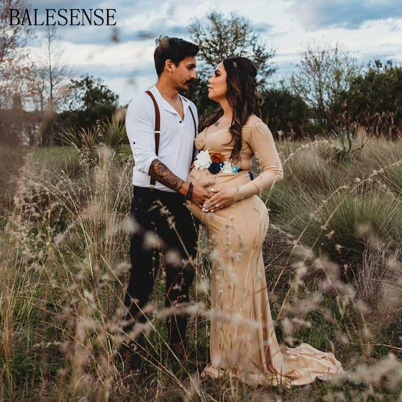 

Pregnant Women Sequin Off Shoulder Long Sleeve Slim Fit Maternity Dresses for Photo Shoot Maxi Gown Pregnancy Dress Photography1, Black