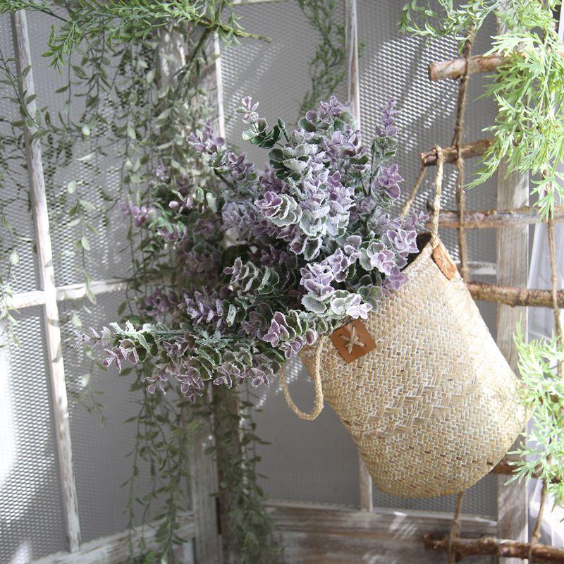 

Artificial Eucalyptus Tree Branches Plastic Plant Flowers Arrangements Green/Purple Fake Plant Wedding Home Decorations SF27482