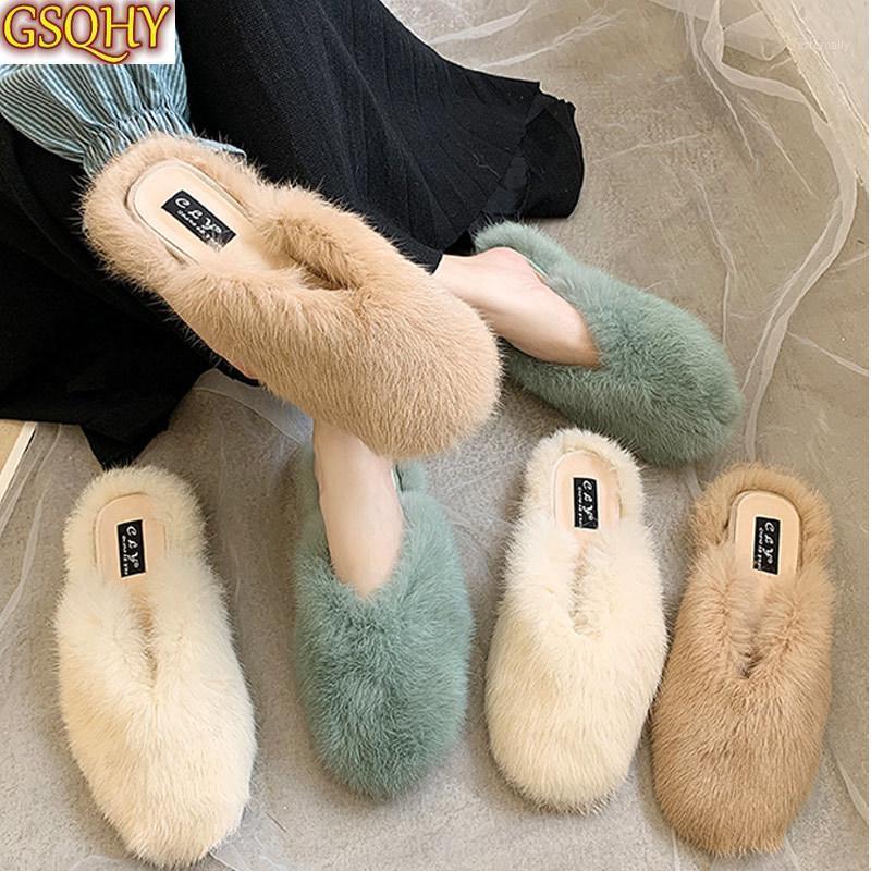 

Women Winter Spring Slippers Ladies Fashion Fur Footwear Non-slip Female Comfort Shoes Plush Woman Flats Casual Indoors Slipper1, Beige