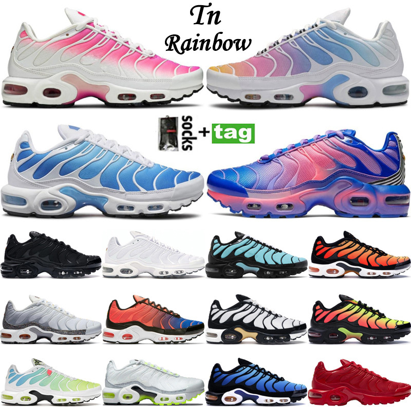 

2022 TOP Quality Tn Cushion OG Plus 1.0 Mens Running Shoes Rainbow Pink Fade Sky Blue Volcano Worldwide Crater Triple White Black Men Women Sneakers Trainers Size 36-45, 24