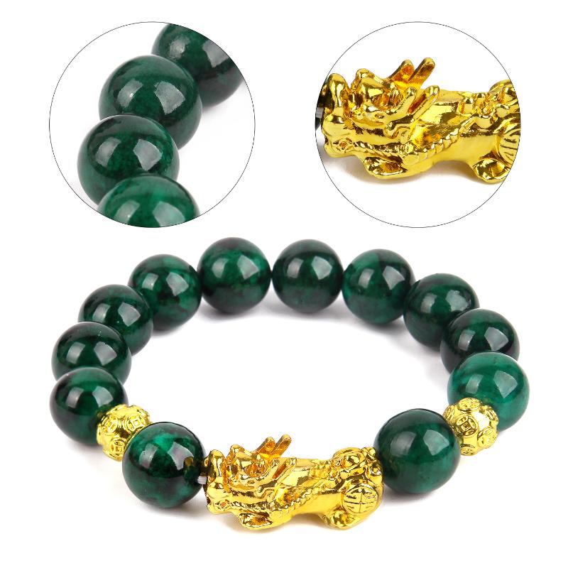 

Feng Shui Pixiu Celadon Bead Bracelet Unisex Wristband Brings Wealth Lucky Women Men's Bracelets Give Gifts Good Meaning